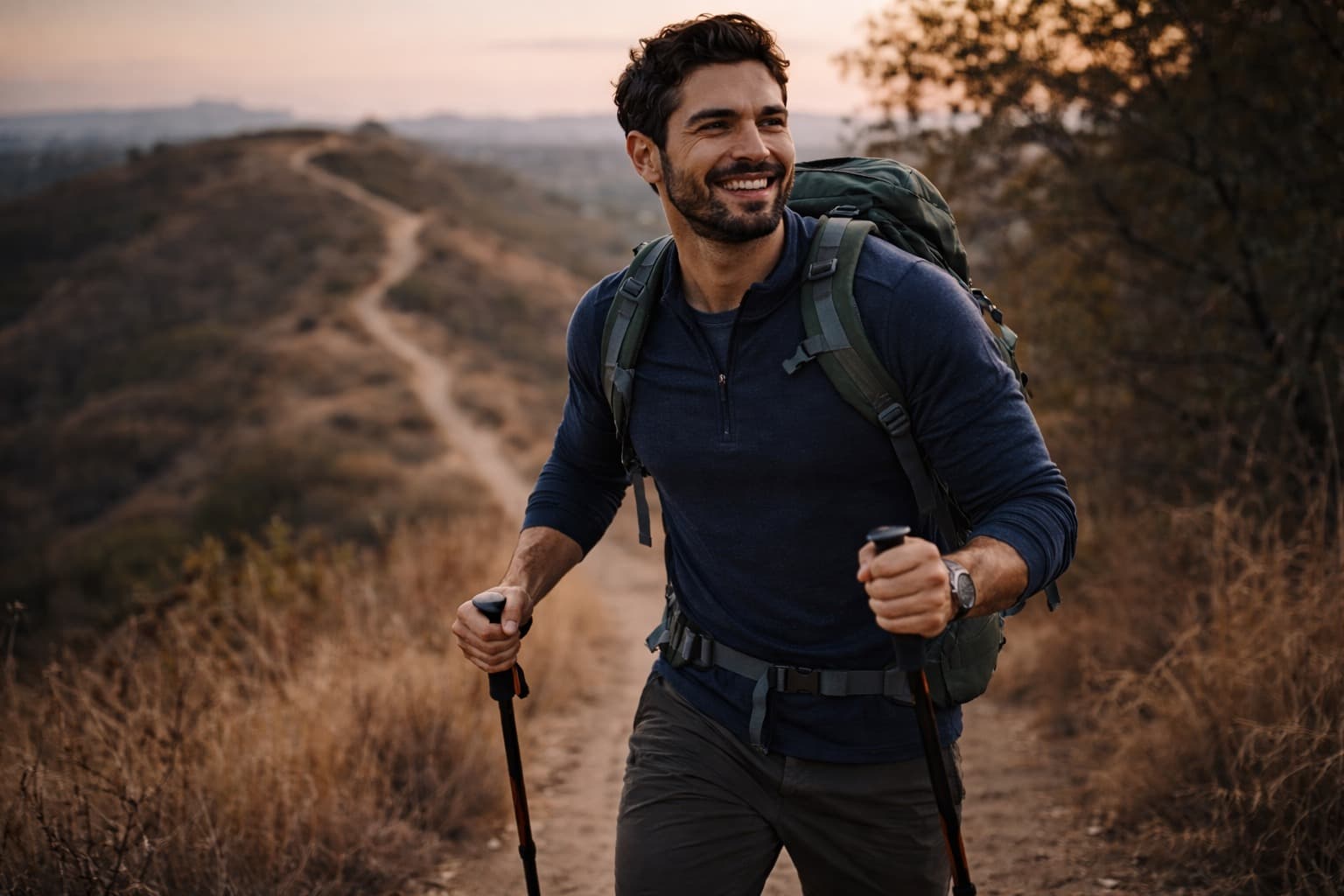 Man stretching in a gym at golden hour